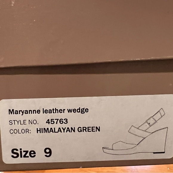 Jcrew Maryanne Leather wedge sandals, Himalayan Green, size 9, made in Italy - Picture 6 of 10